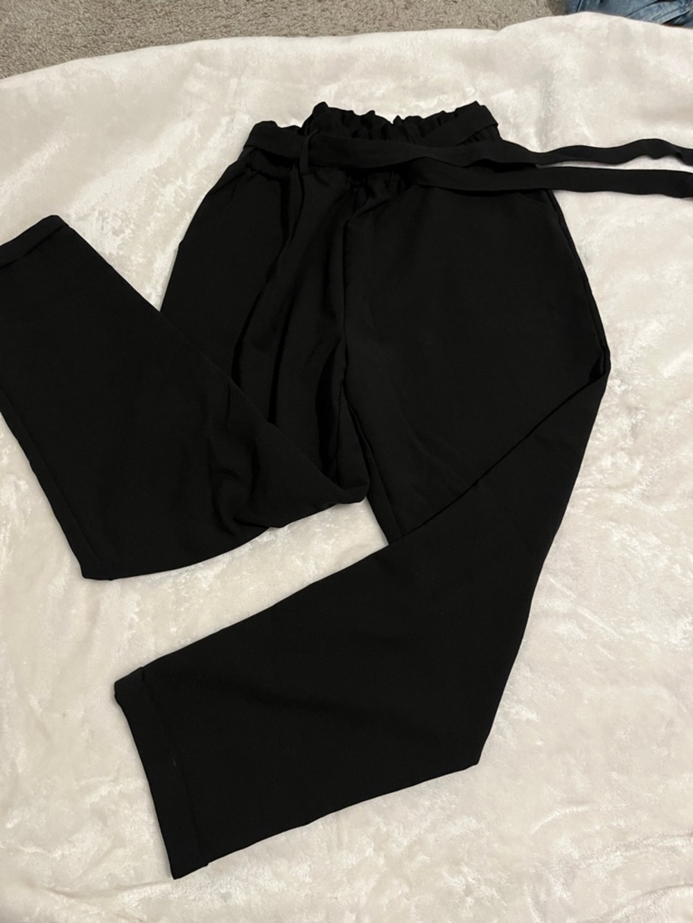 SO Black Paperbag Wide-Leg Tie Pants
